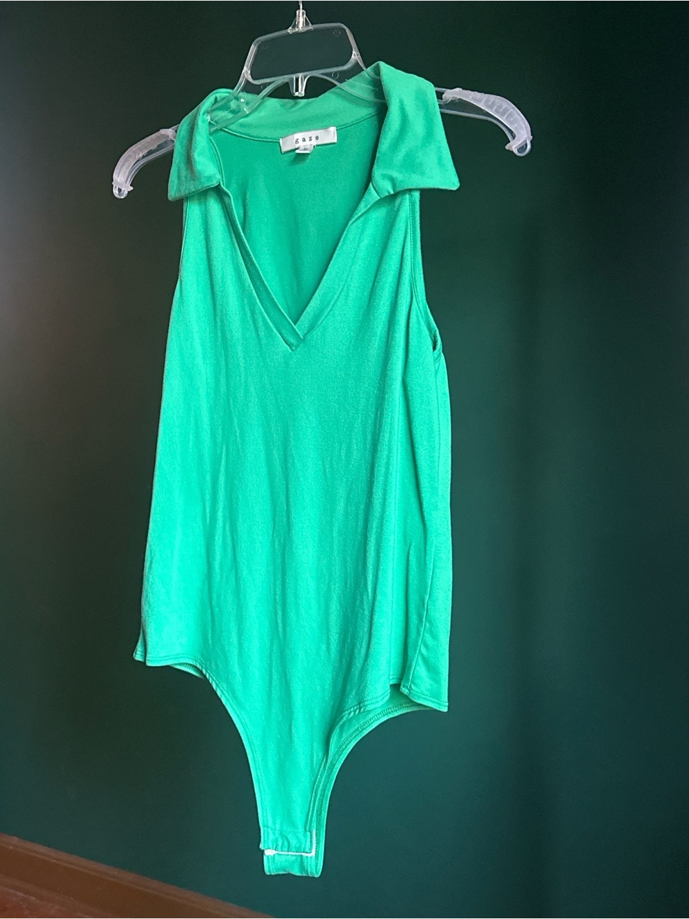 gaze Emerald Green Sleeveless Collared Bodysuit